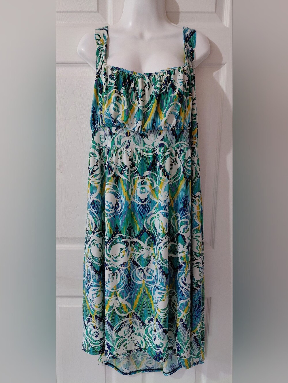 Swak Designs Plus Size 6X Floral Y2k Vitange Dress Teal Green Stretch Summer .